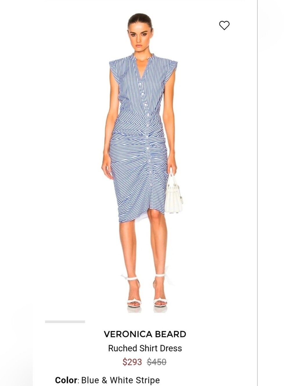 Veronica Beard Blue & White Stripe Ruched Shirt Dress